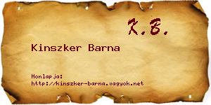 Kinszker Barna névjegykártya
